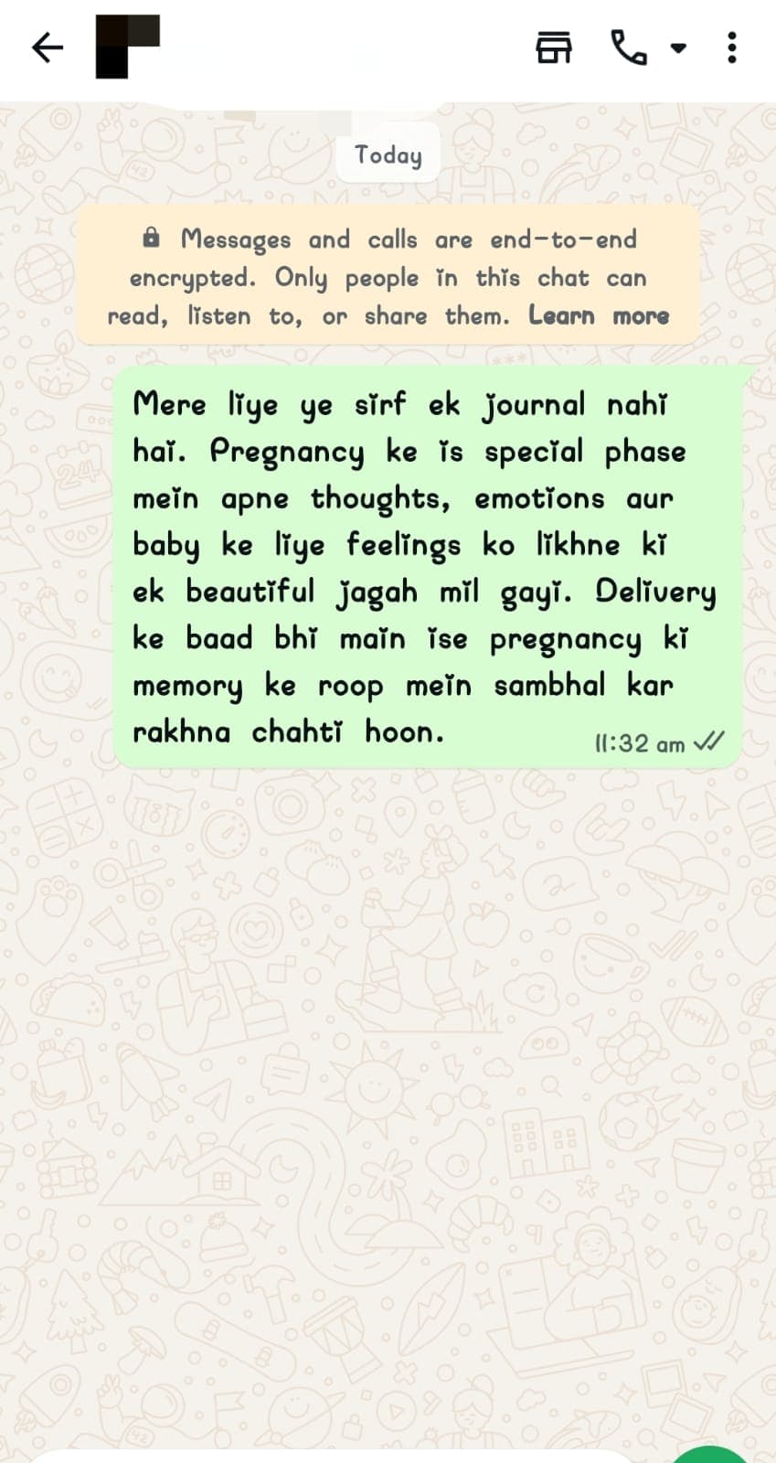 Garbh Sanskar parent WhatsApp review about keeping pregnancy memories