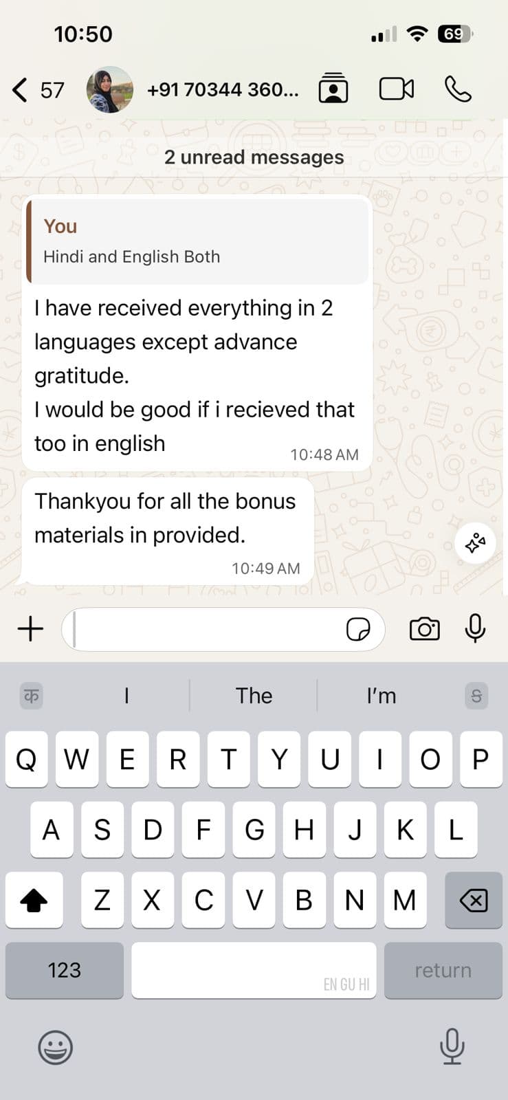 WhatsApp message from the community 2