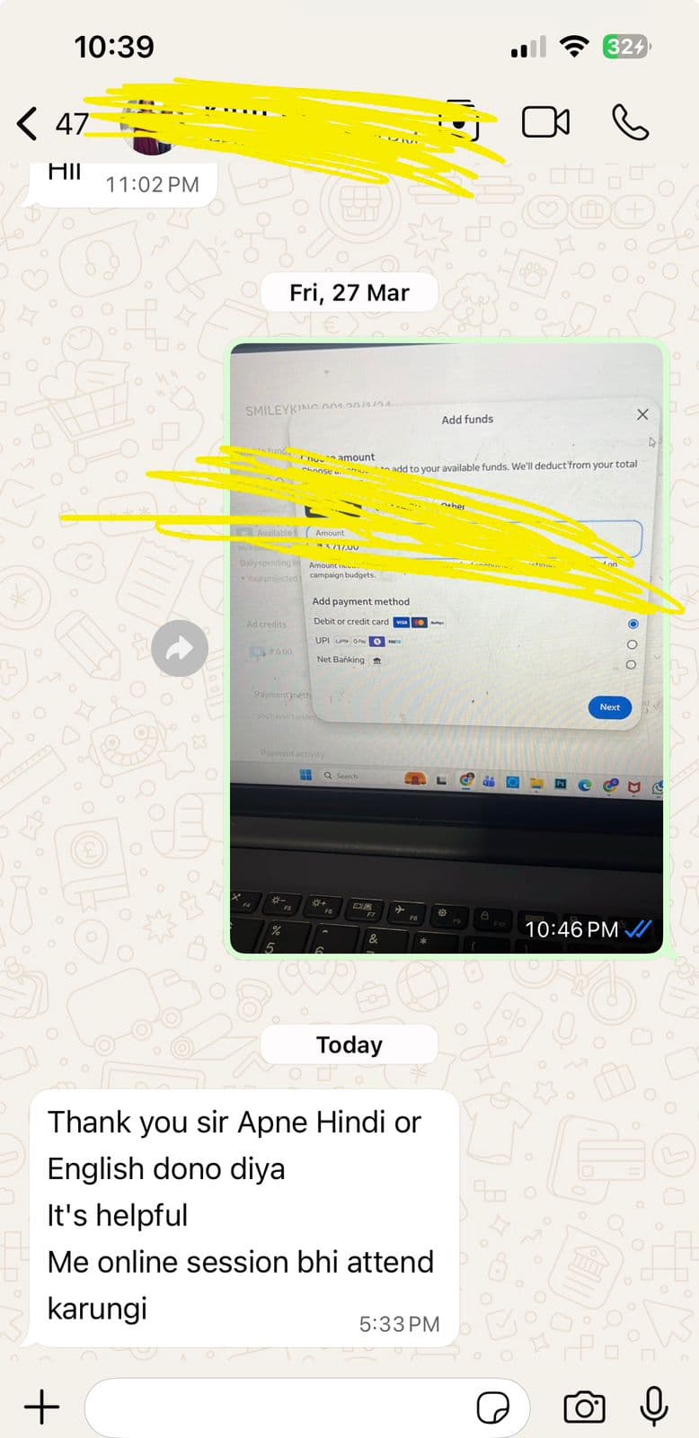 WhatsApp message from the community 10